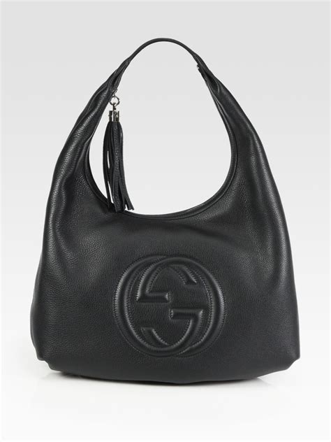 gucci black leather soho chain hobo bag|authentic gucci hobo bag.